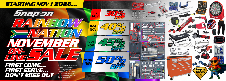 Snap-on South Africa November Online Sale: 30% to 50% Off Weekly Deals
